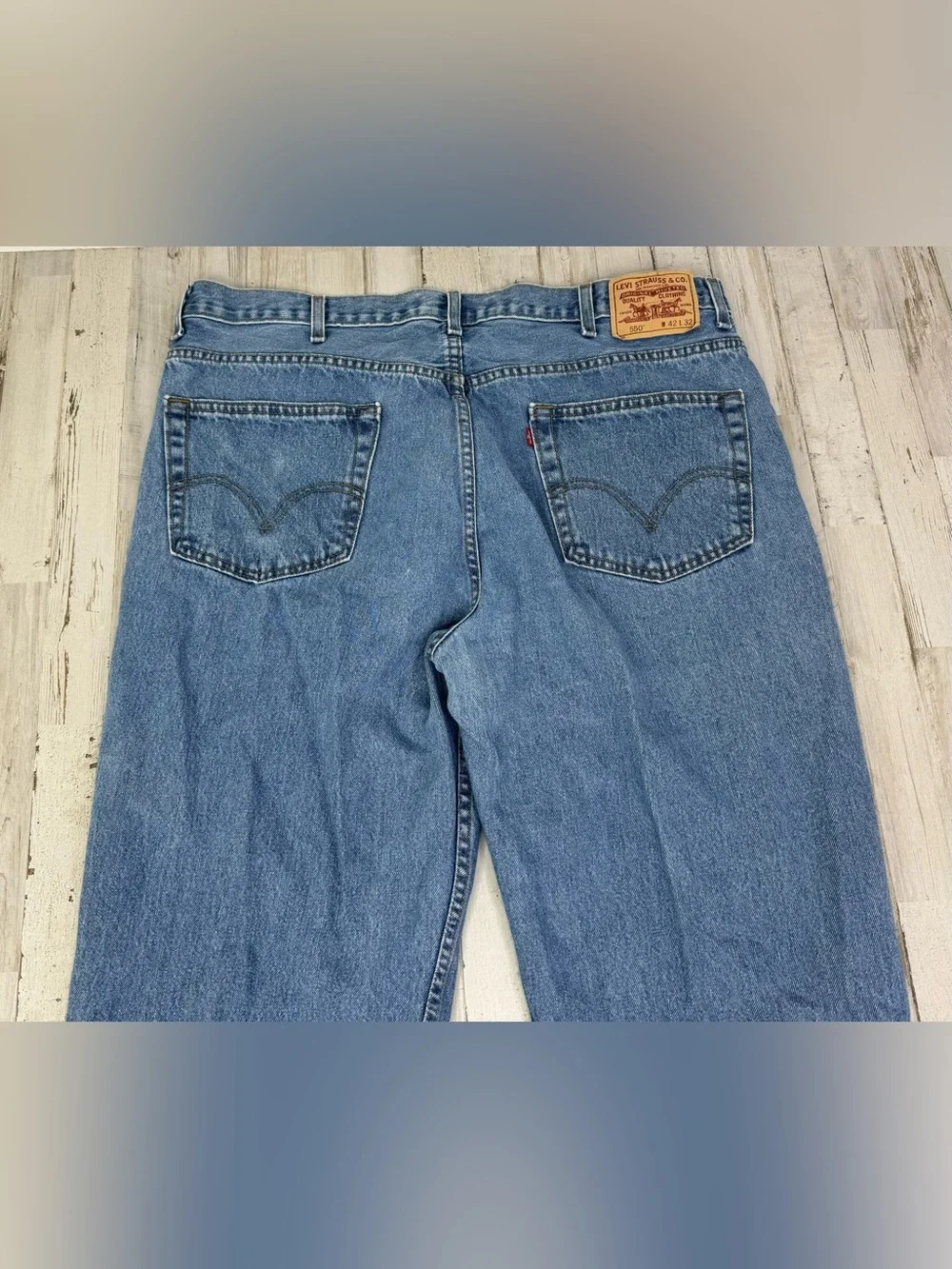 Vintage Levis 550 Pants Jeans Men 42x31 Denim Stretch Blue Straight